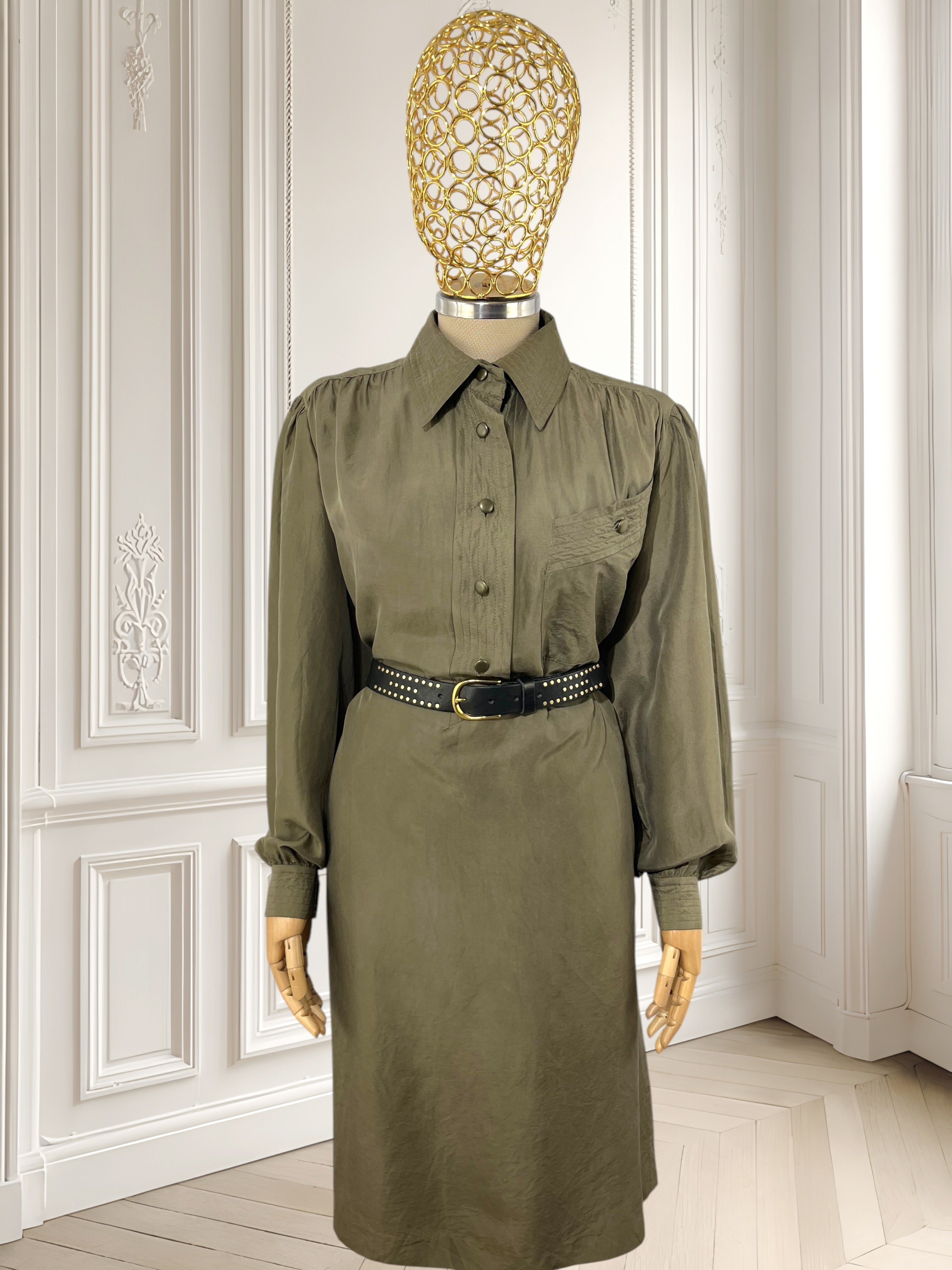 Rochie din mătase + curea din piele potrivită pentru L/XL