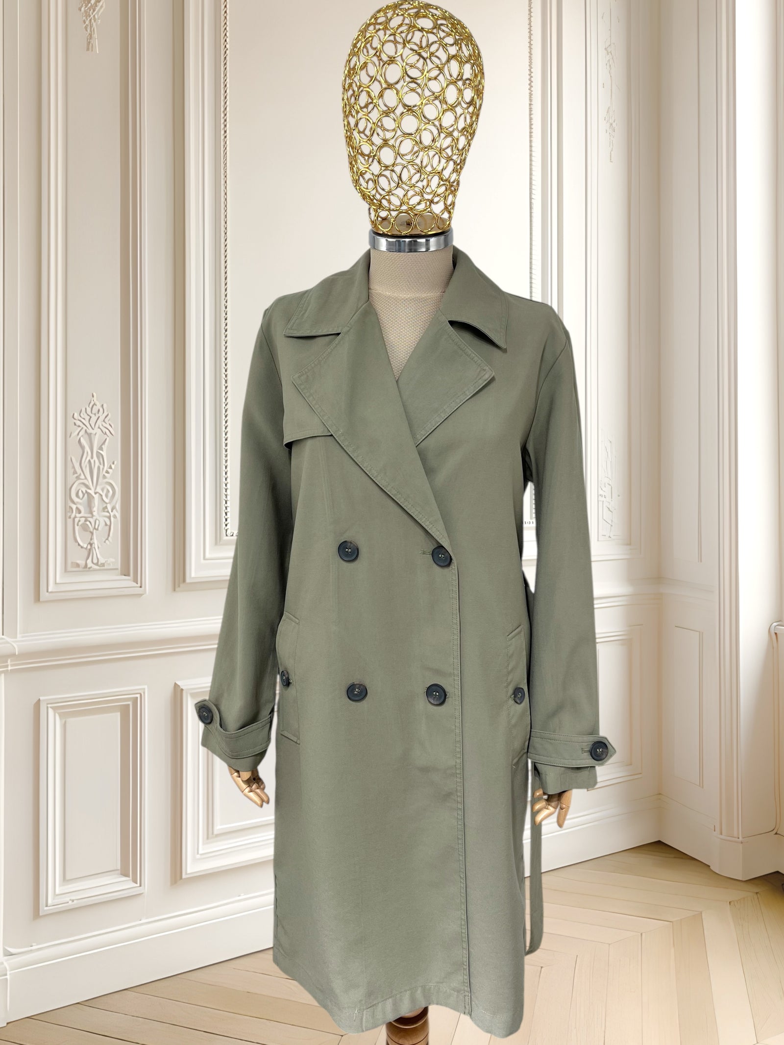 Trench coat din amestec de vâscoză potrivit pentru M/L