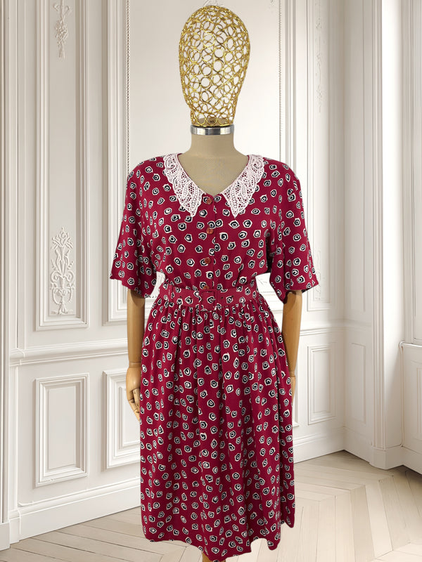 Rochie vișinie din vâscoză mărimea L