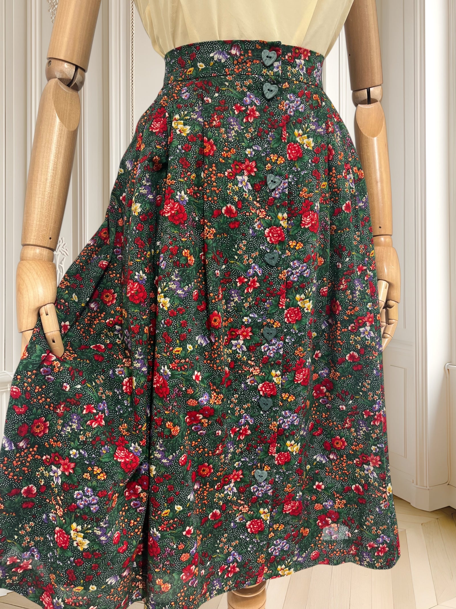 Fustă vintage cu print floral mărimea M