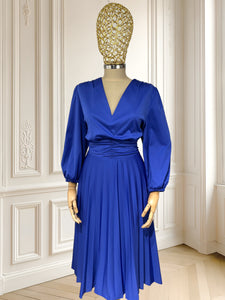 Rochie vintage albastră cu pliuri mărimea L