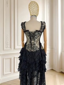 Rochie vintage din brocart și dantelă mărimea S