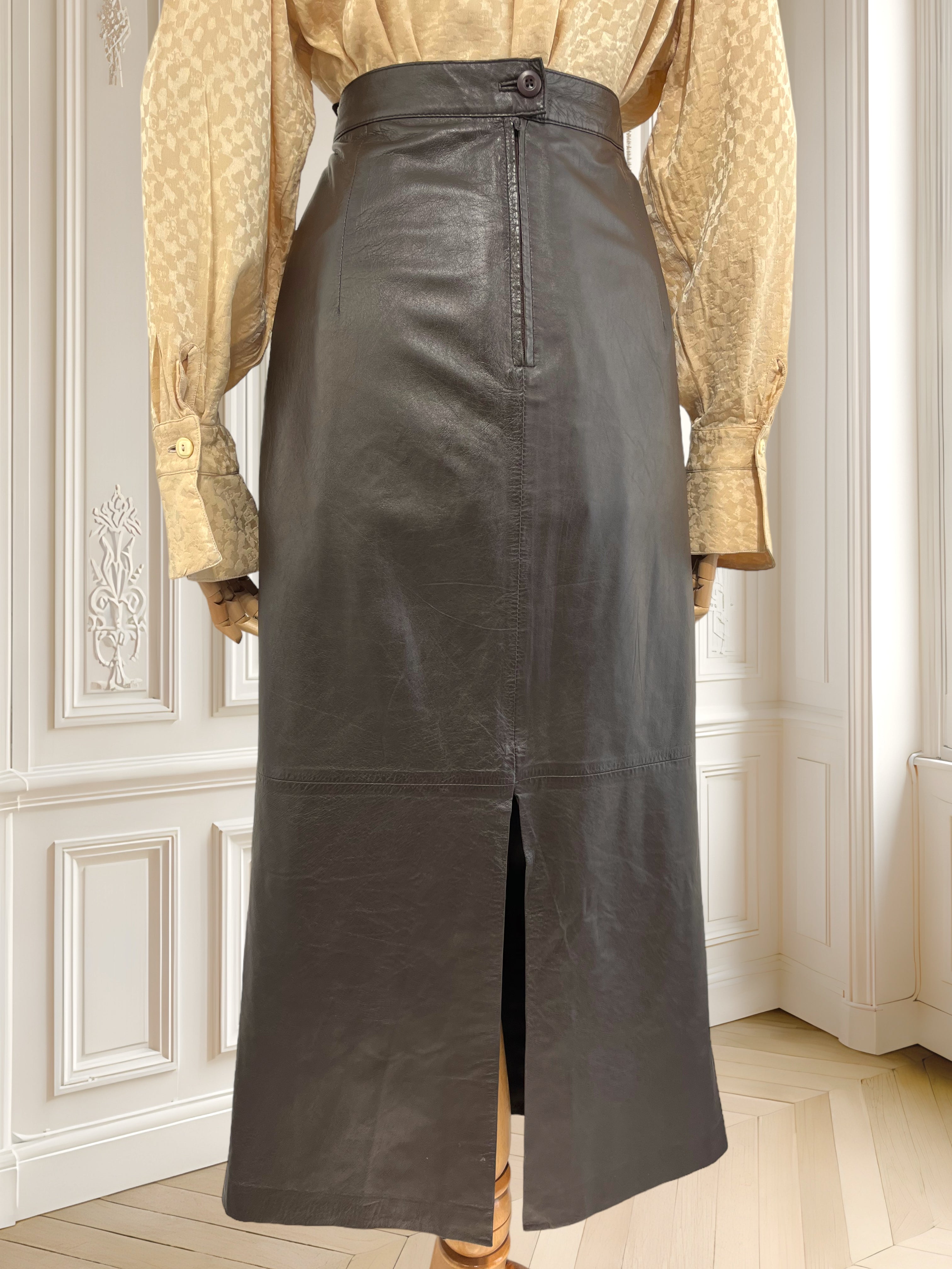 Fustă vintage din piele moale potrivită pentru L/XL