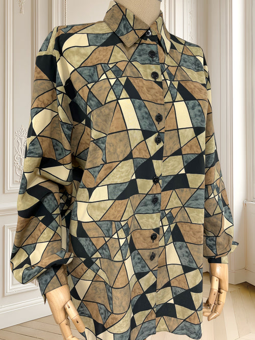 Cămașă cu model geometric potrivită pentru L/XL