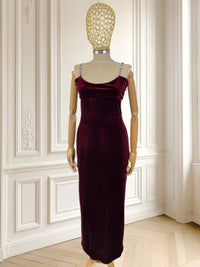 Rochie vișinie de seară din catifea mărimea S