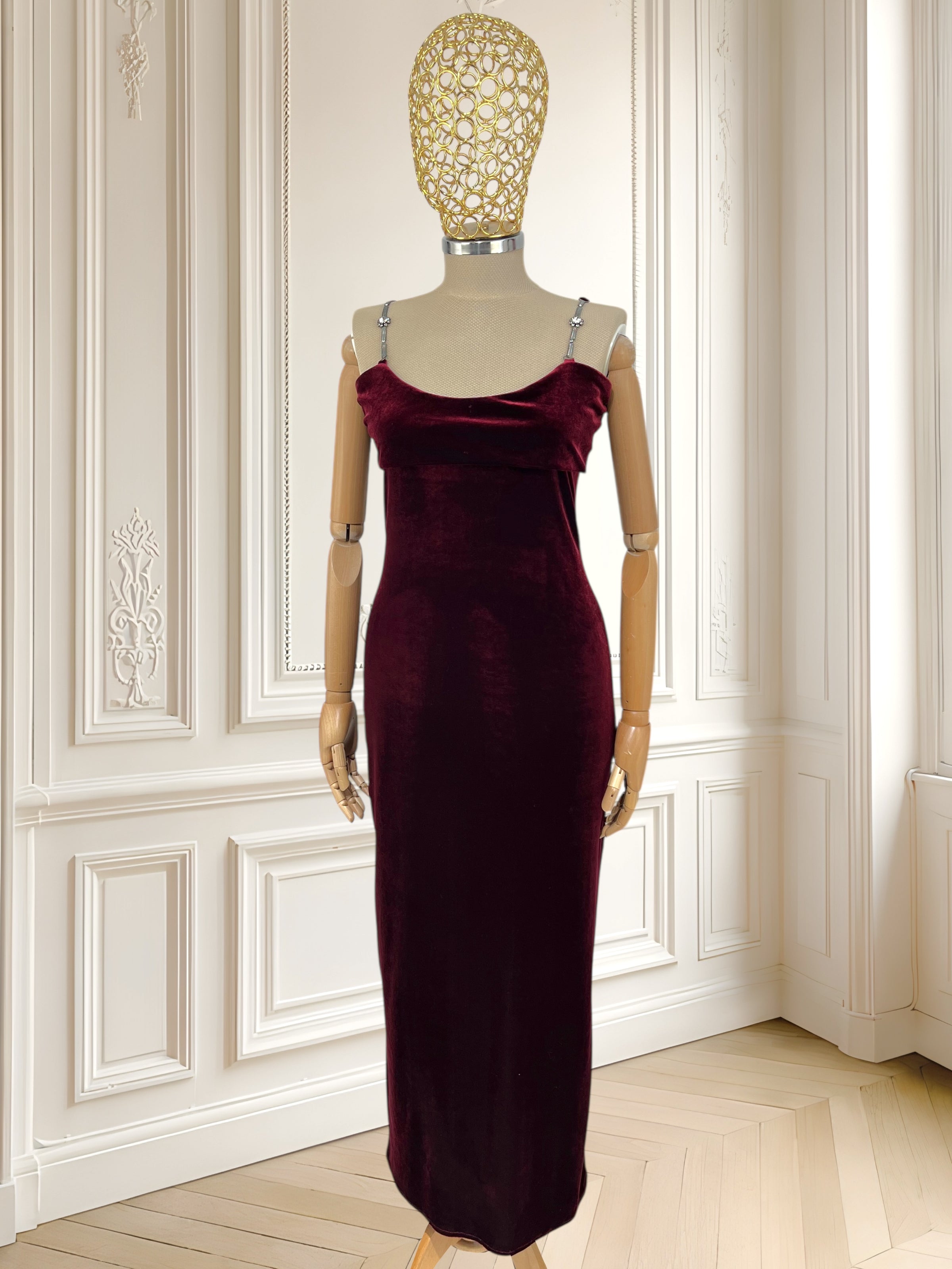 Rochie vișinie de seară din catifea mărimea S