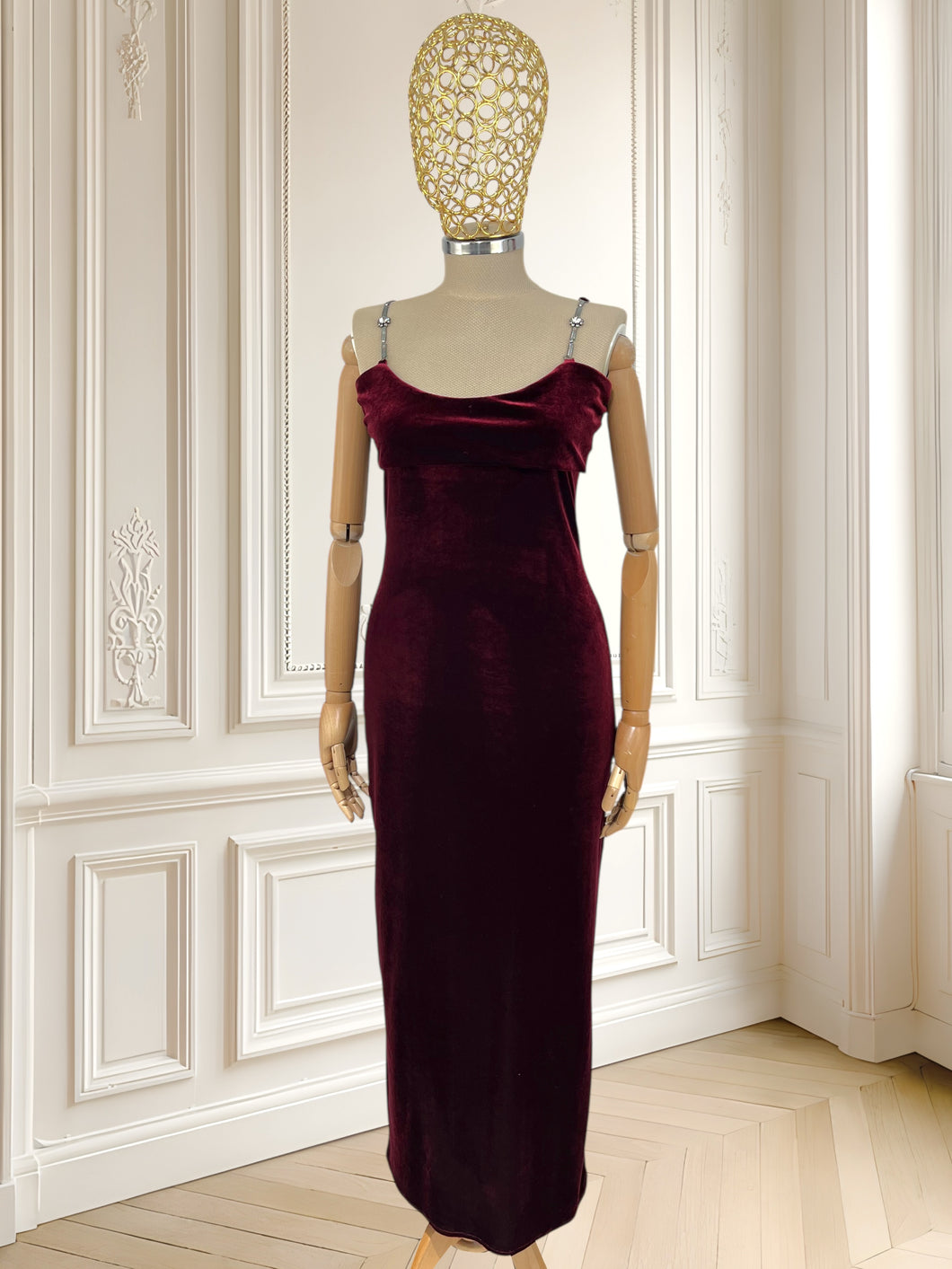 Rochie vișinie de seară din catifea mărimea S