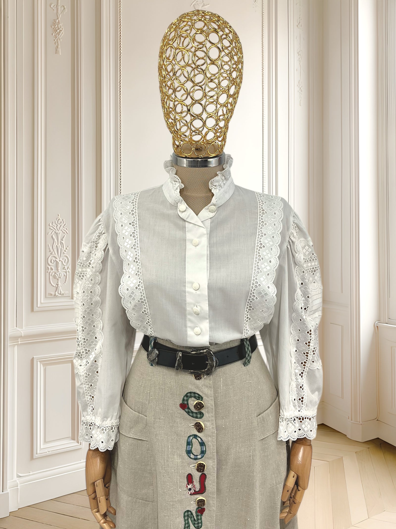 Cămașă vintage cu mâneci bufante mărimea XL