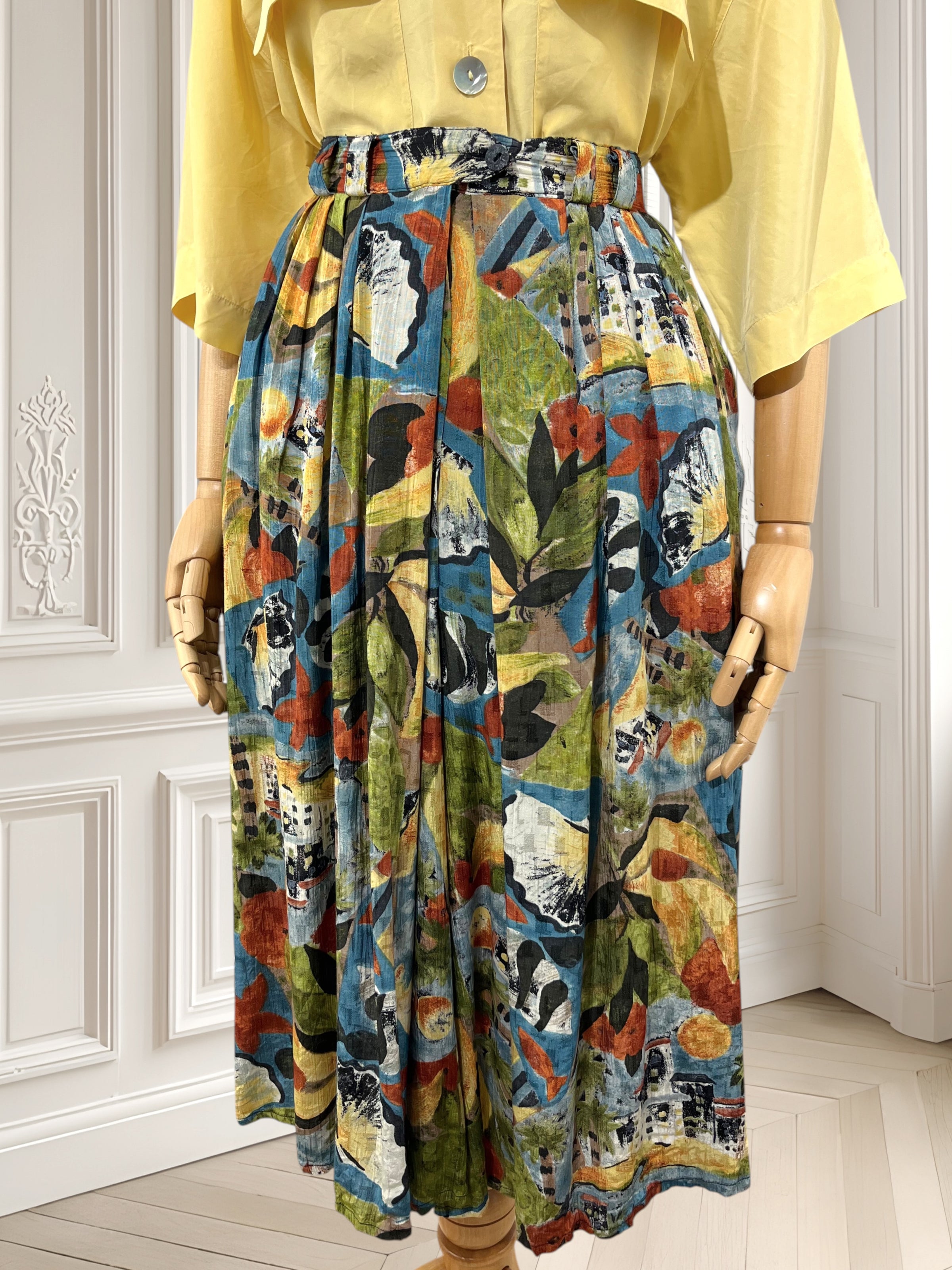 Pantaloni vintage din vâscoză mărimea L