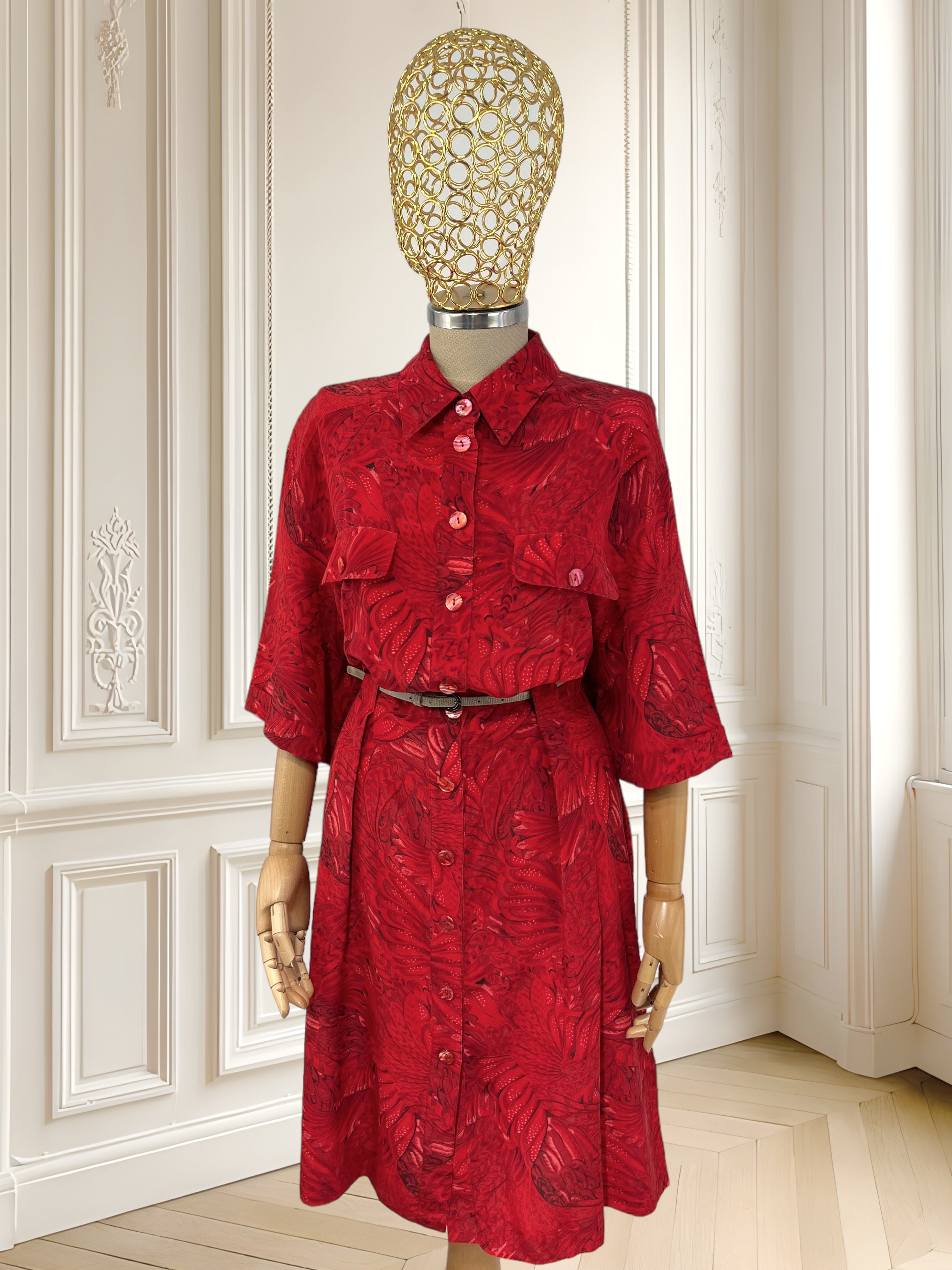 Rochie vintage din mătase naturală mărimea L