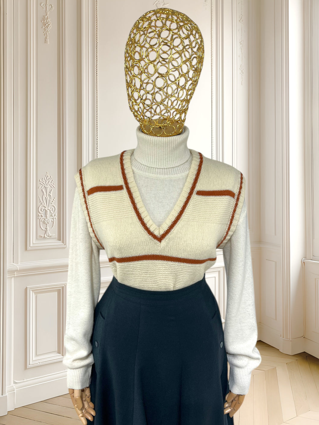 Vestă vintage din lână pură mărimea L