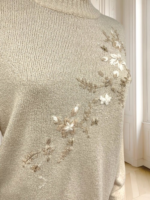 Bluză vintage cu broderie potrivită pentru M/L