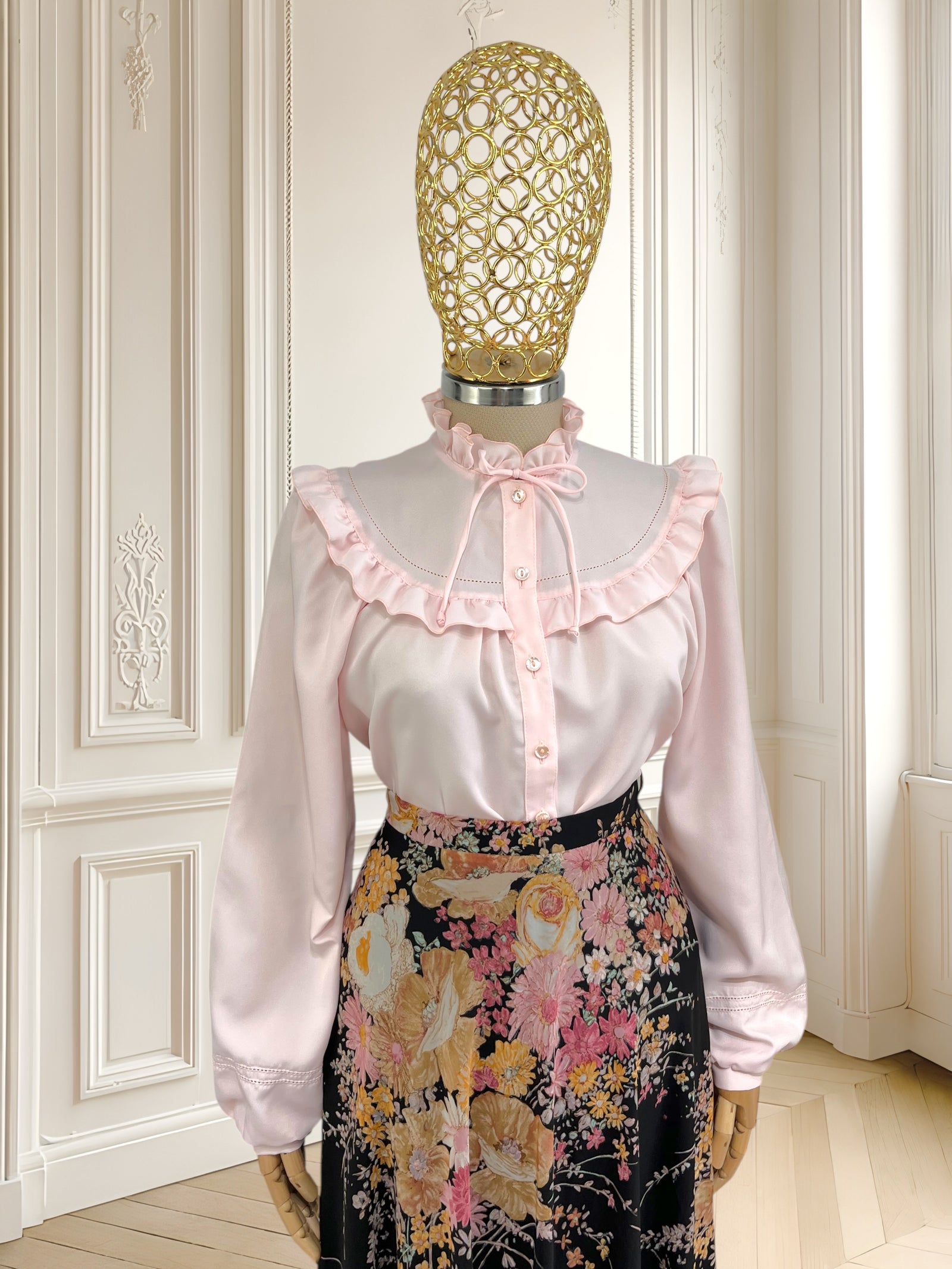 Cămașă vintage roz potrivită pentru M/L