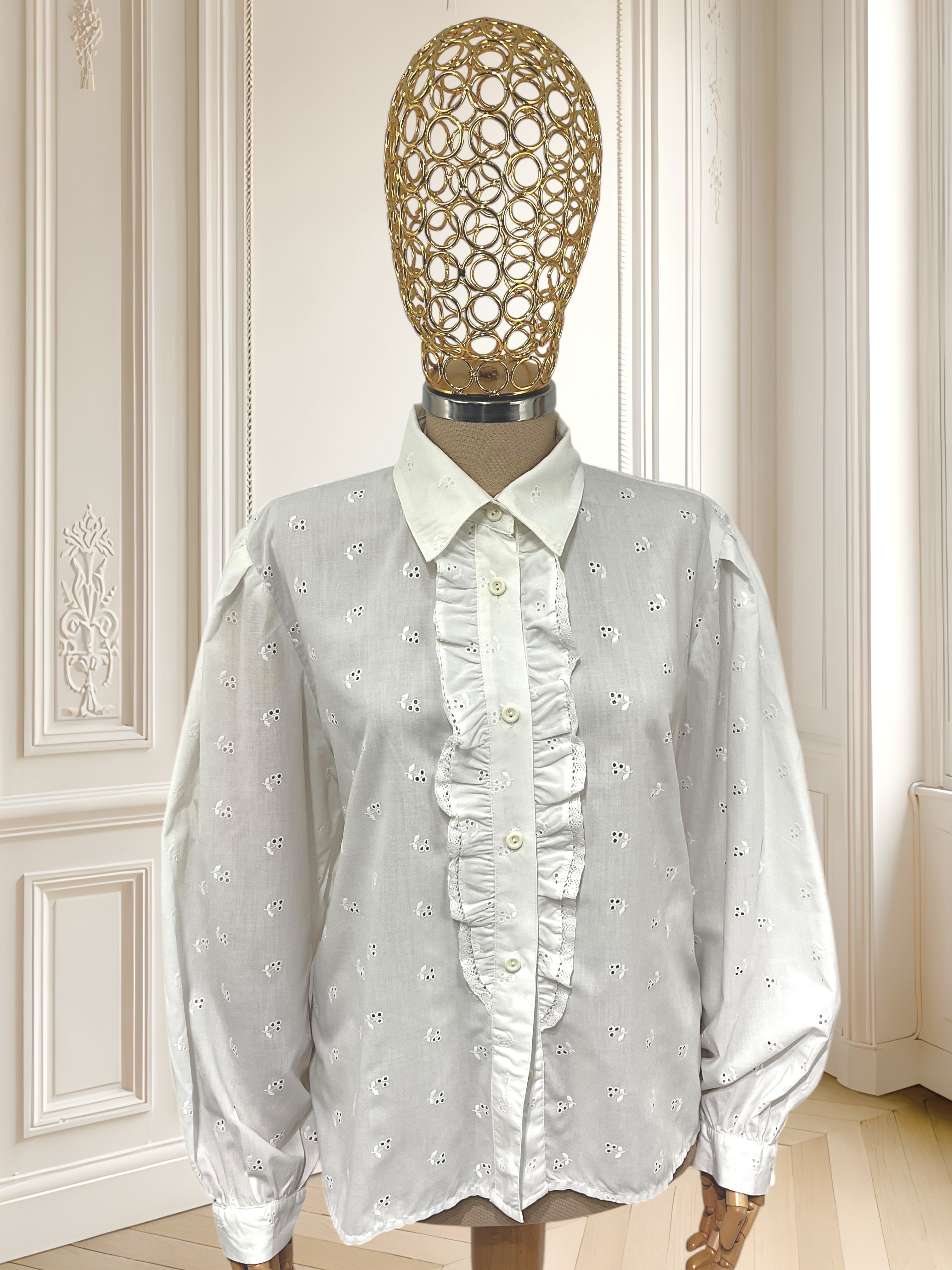 Cămașă albă cu broderie spartă mărimea L