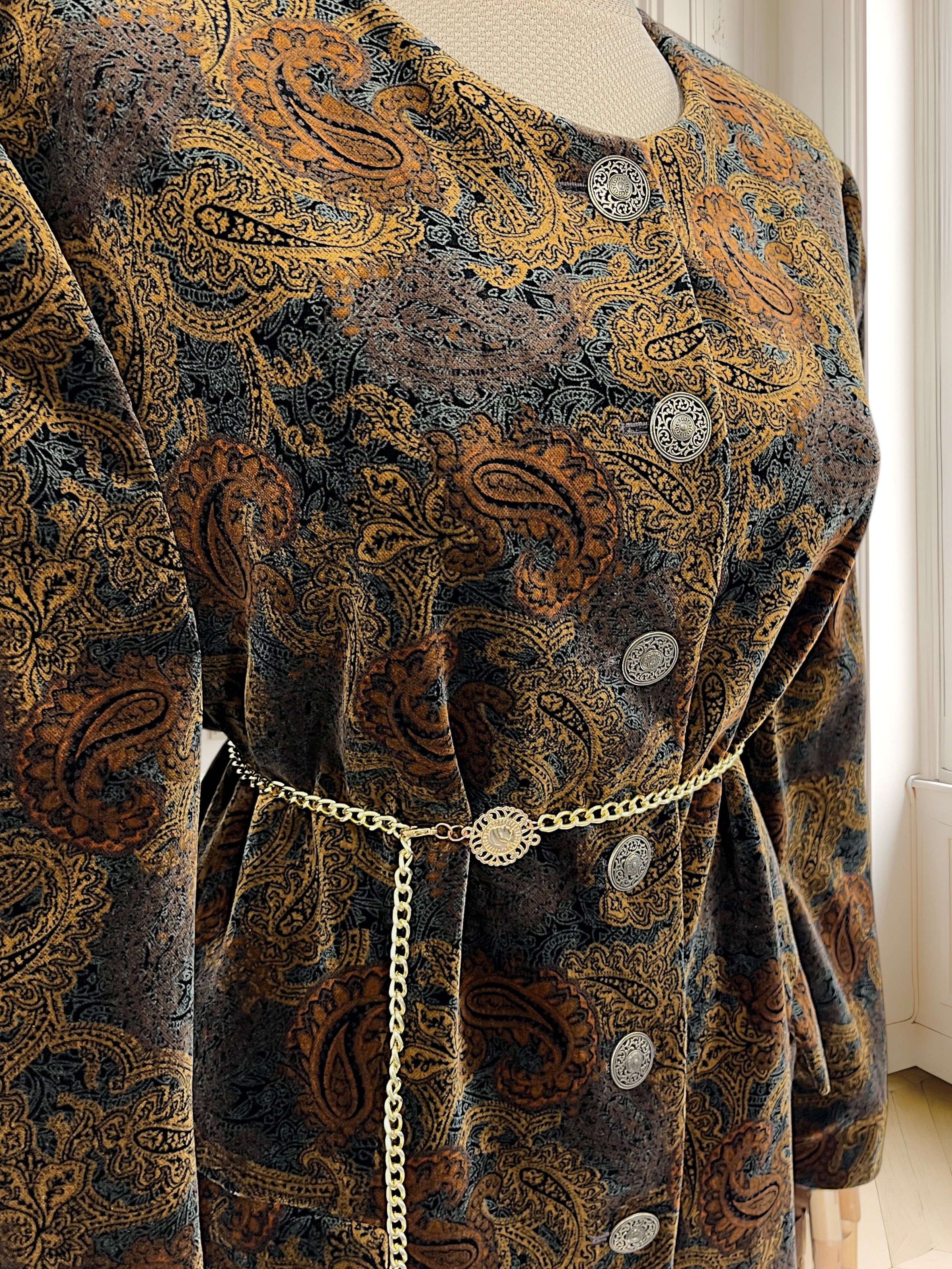 Sacou din catifea cu print paisley mărimea L