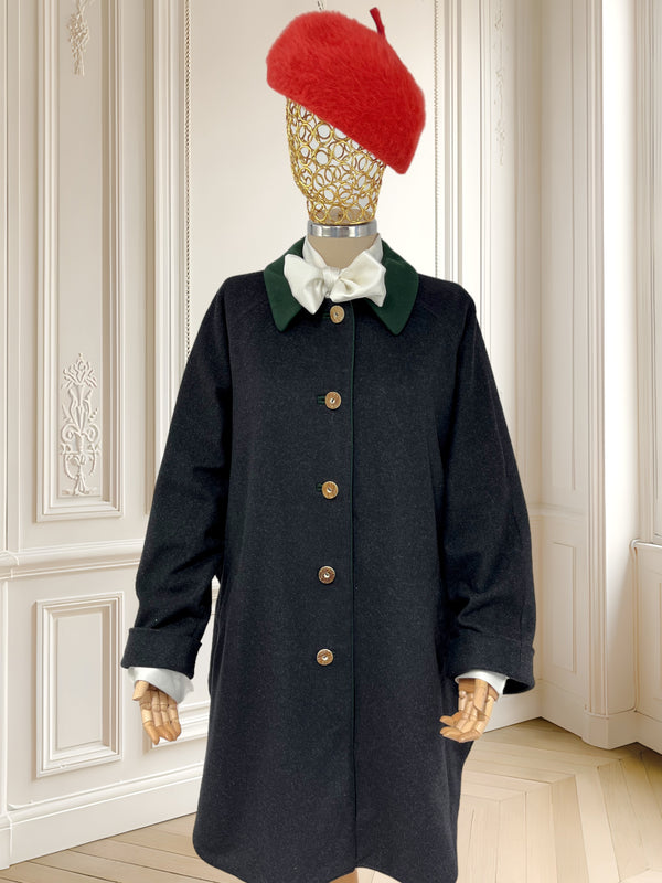 Palton vintage supradimensionat din lână și cașmir potrivit pentru L/XL