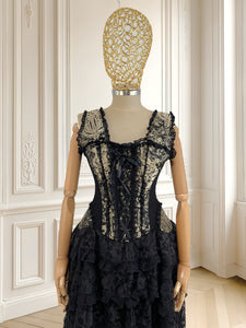 Rochie vintage din brocart și dantelă mărimea S