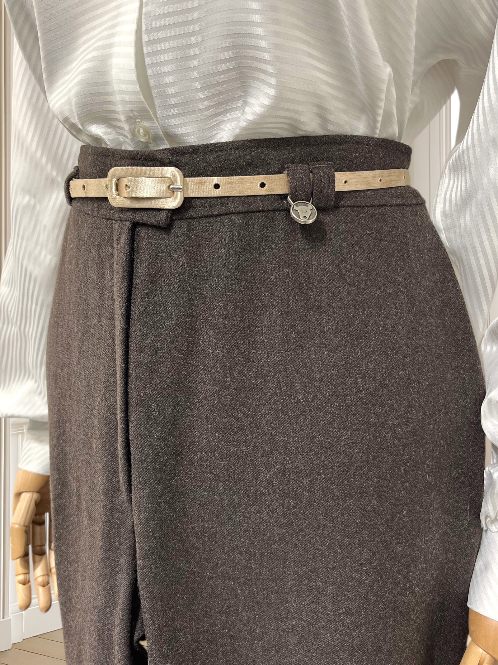 Pantaloni din lână pură cu talie înaltă potriviți pentru S/M