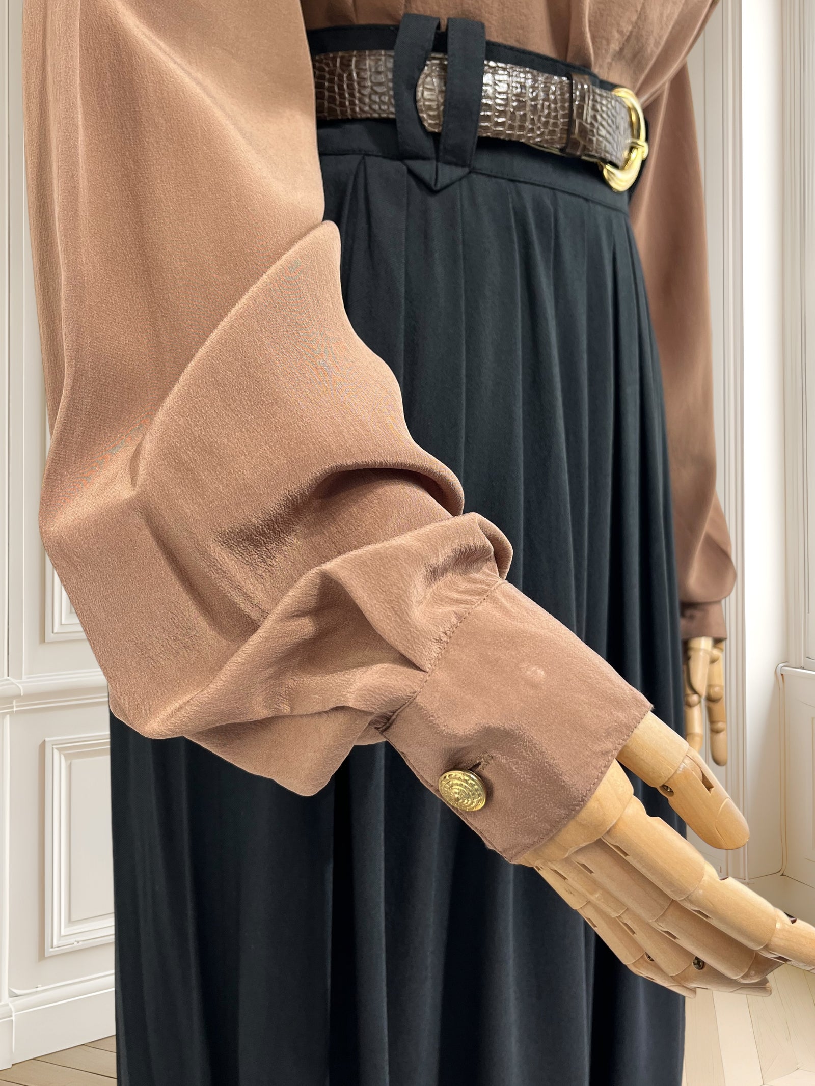 Cămașă vintage din mătase naturală potrivită pentru L/XL