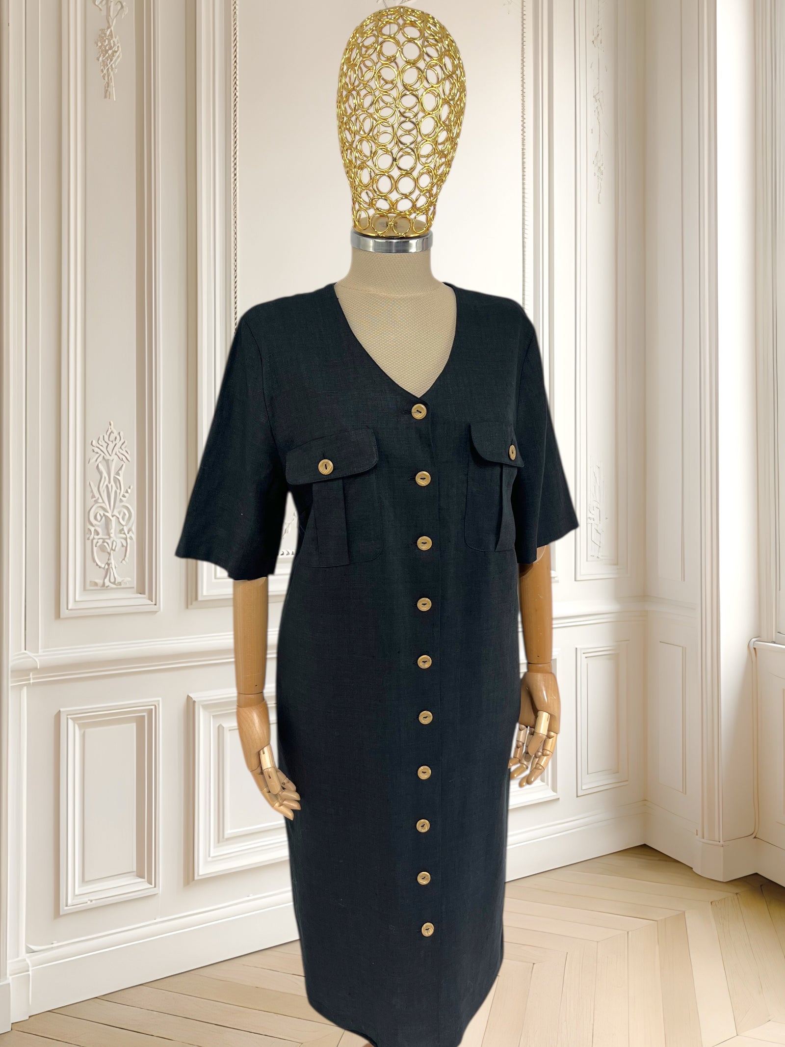Rochie vintage din amestec de in mărimea L