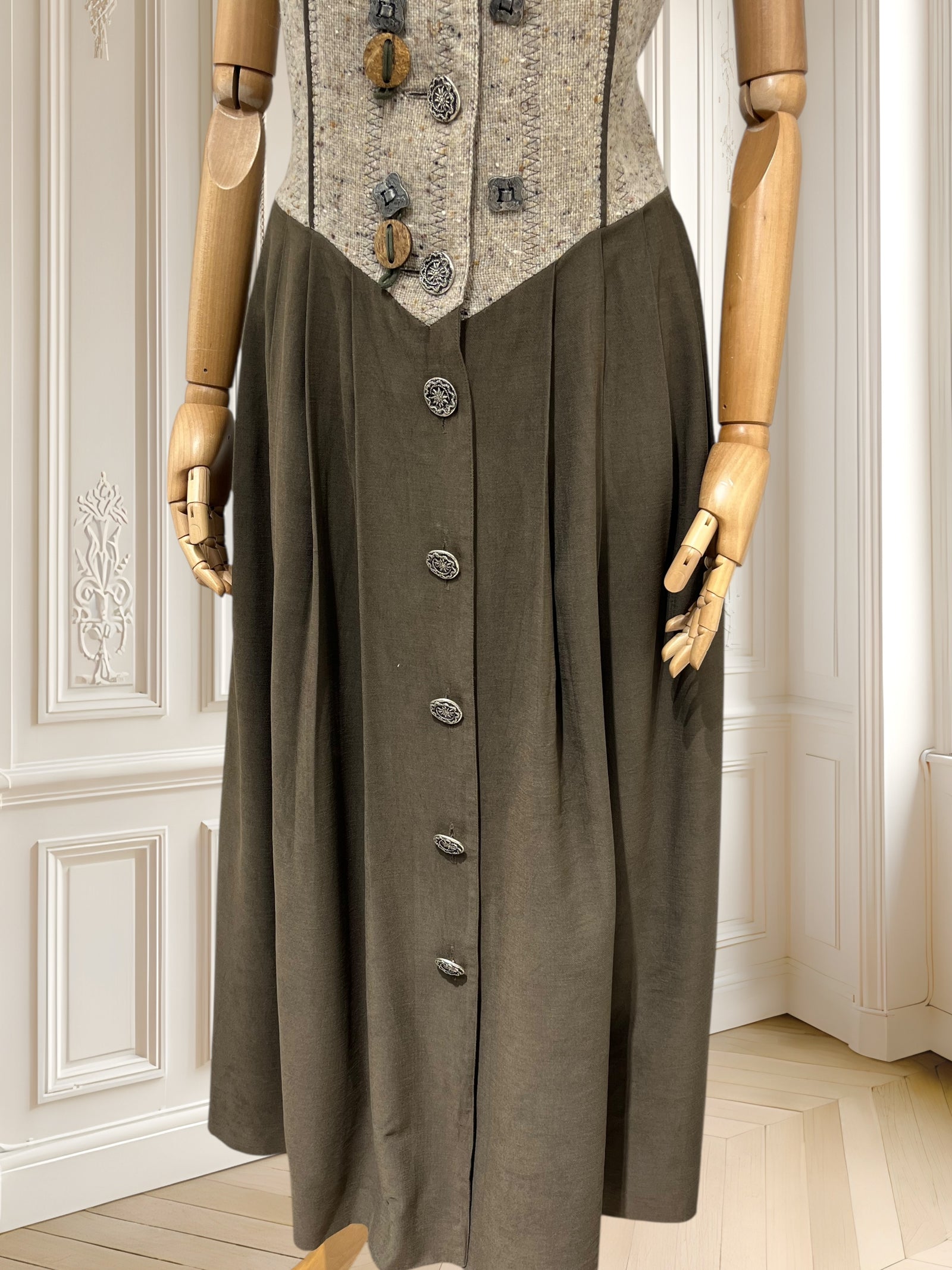 Rochie vintage din amestec de lână și vâscoză mărimea L