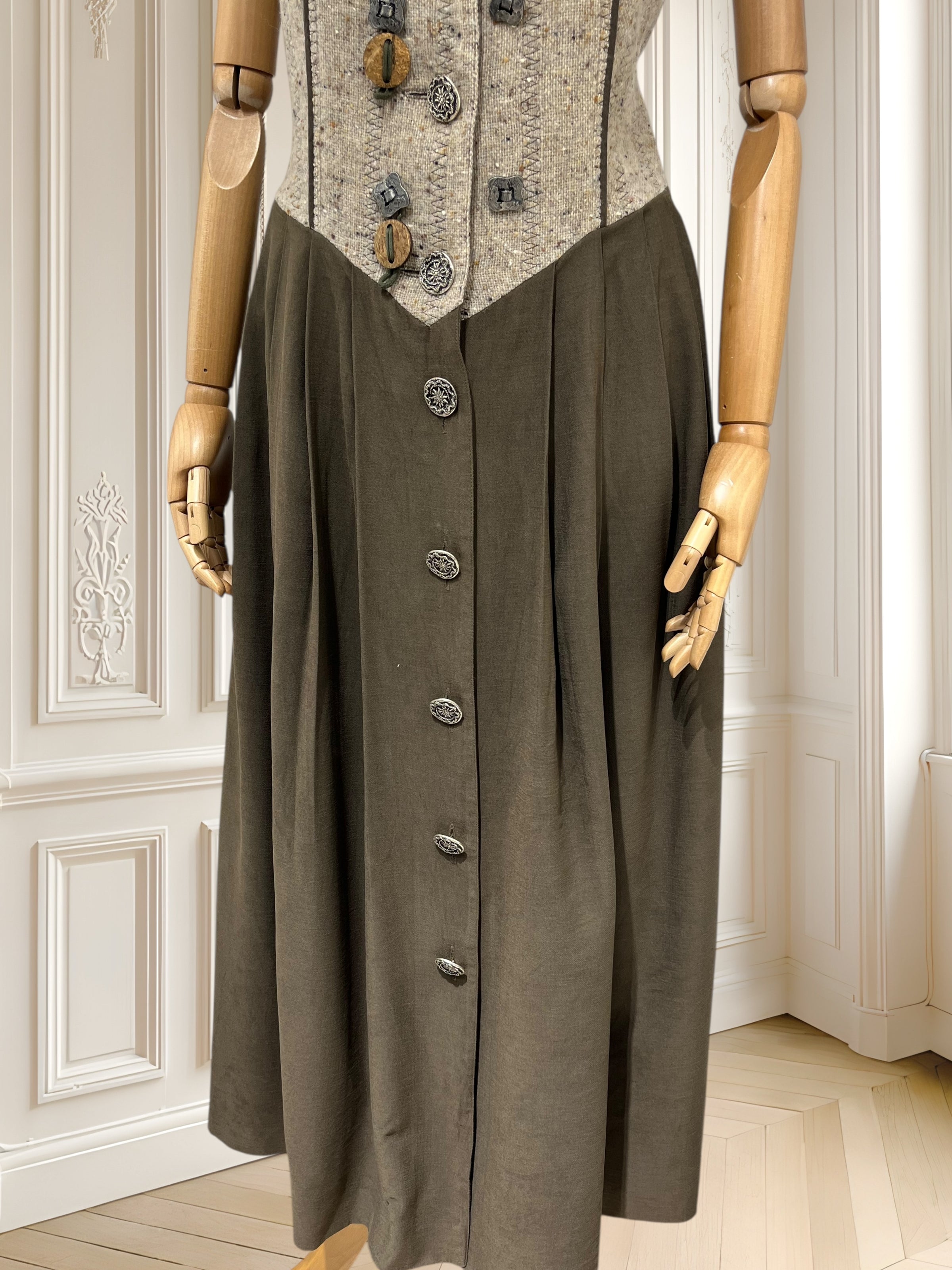 Rochie vintage din amestec de lână și vâscoză mărimea L