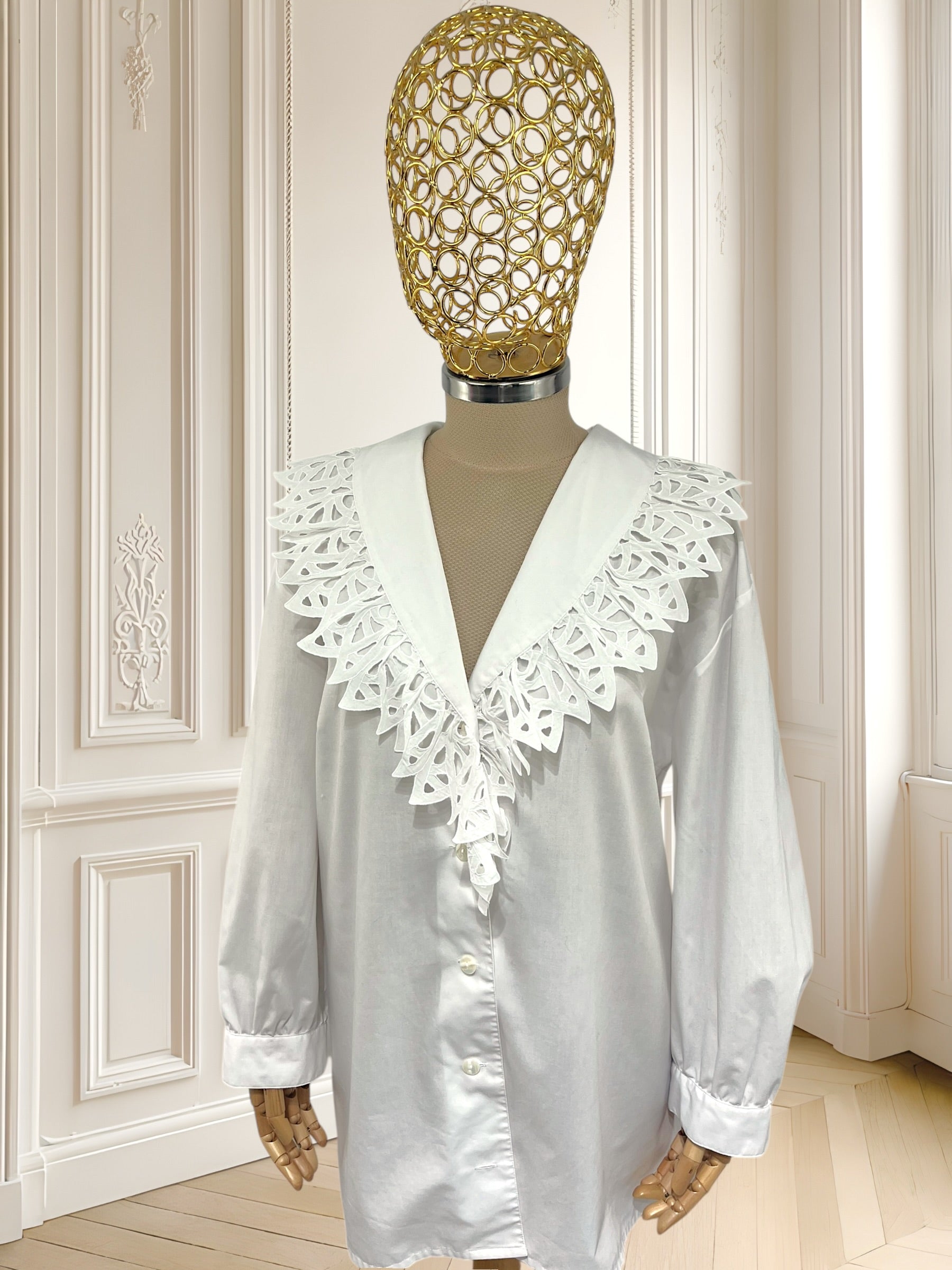 Cămașă vintage cu guler brodat potrivită pentru XL/XXL
