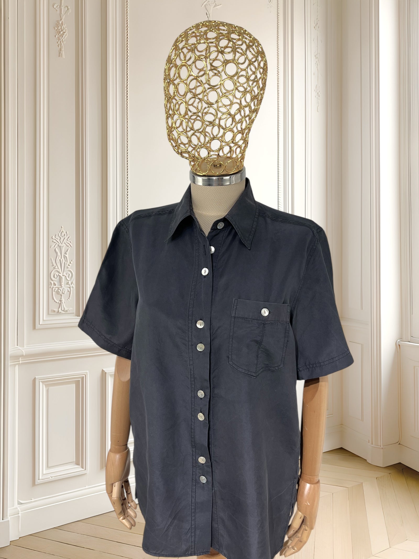 Tricou cenușiu din mătase mărimea L