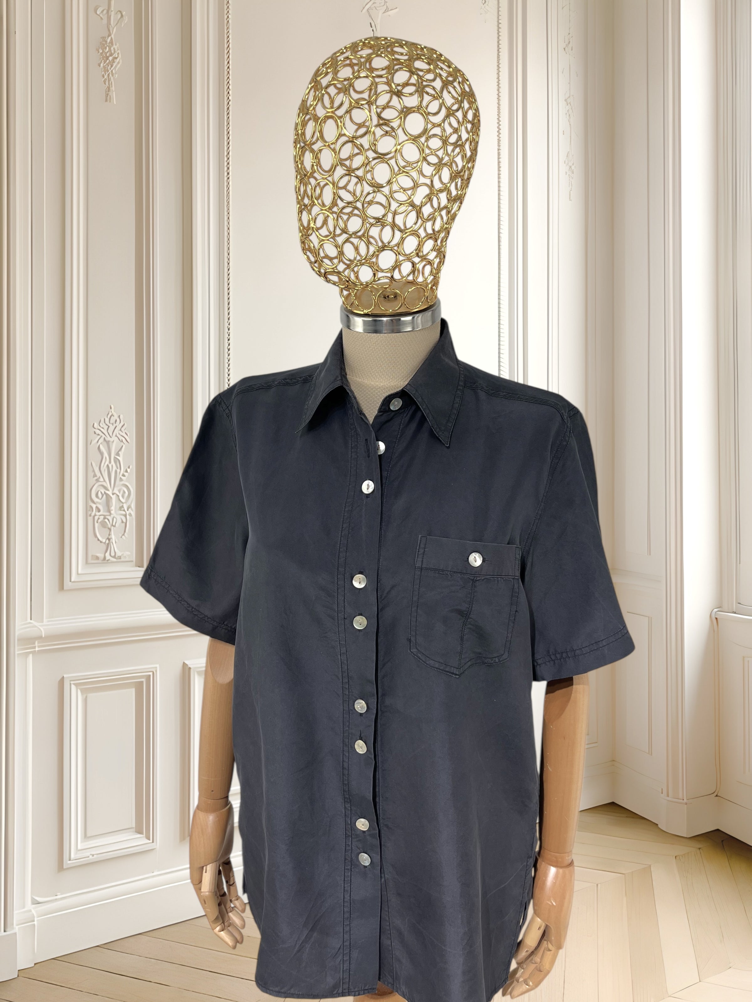 Tricou cenușiu din mătase mărimea L