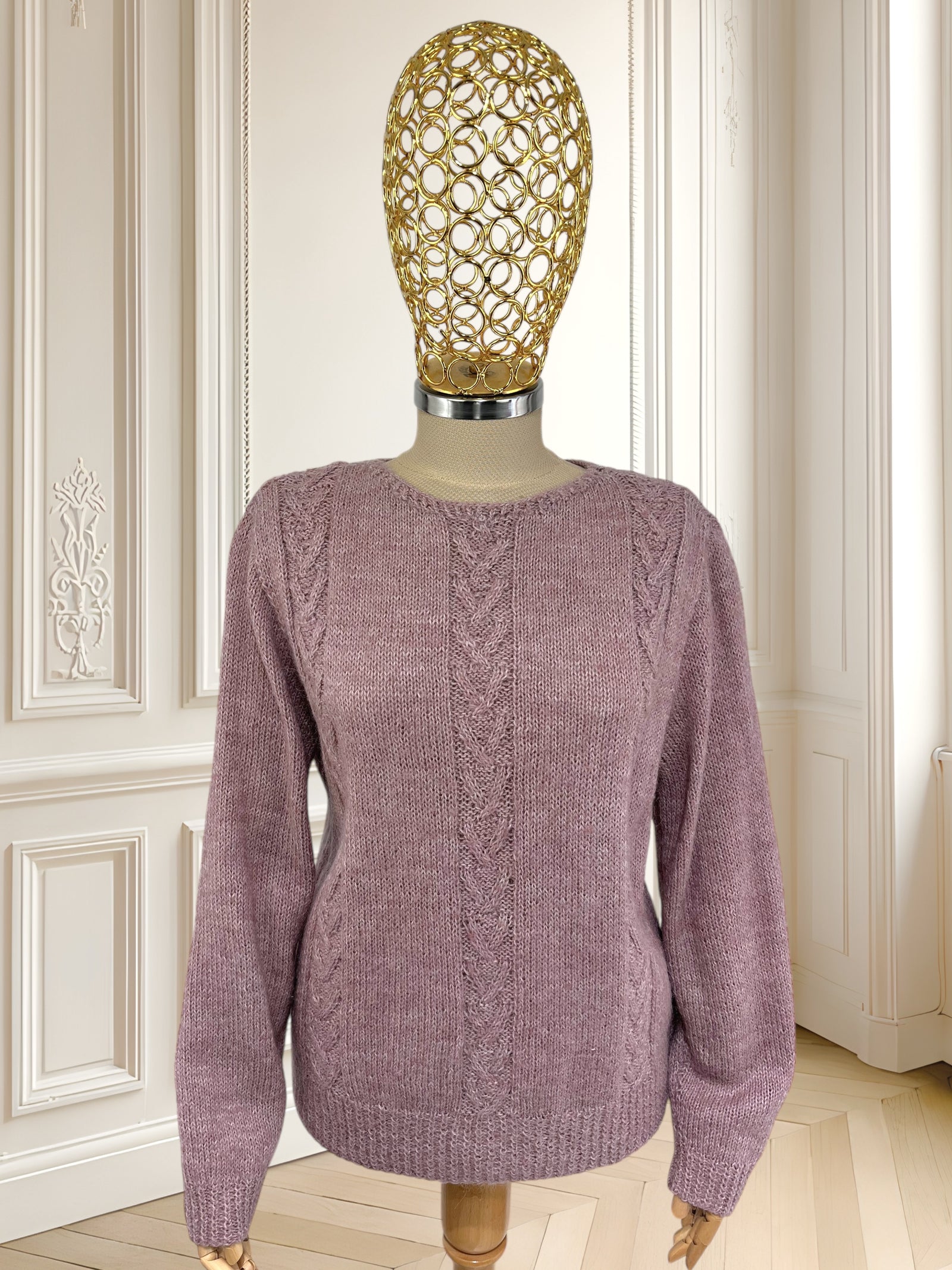 Pulover lucrat manual din amestec de mohair mărimea M