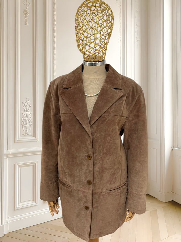 Jachetă vintage din piele întoarsă mărimea XL