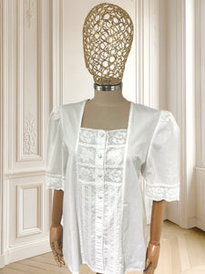 Cămașă vintage din bumbac cu broderie mărimea L