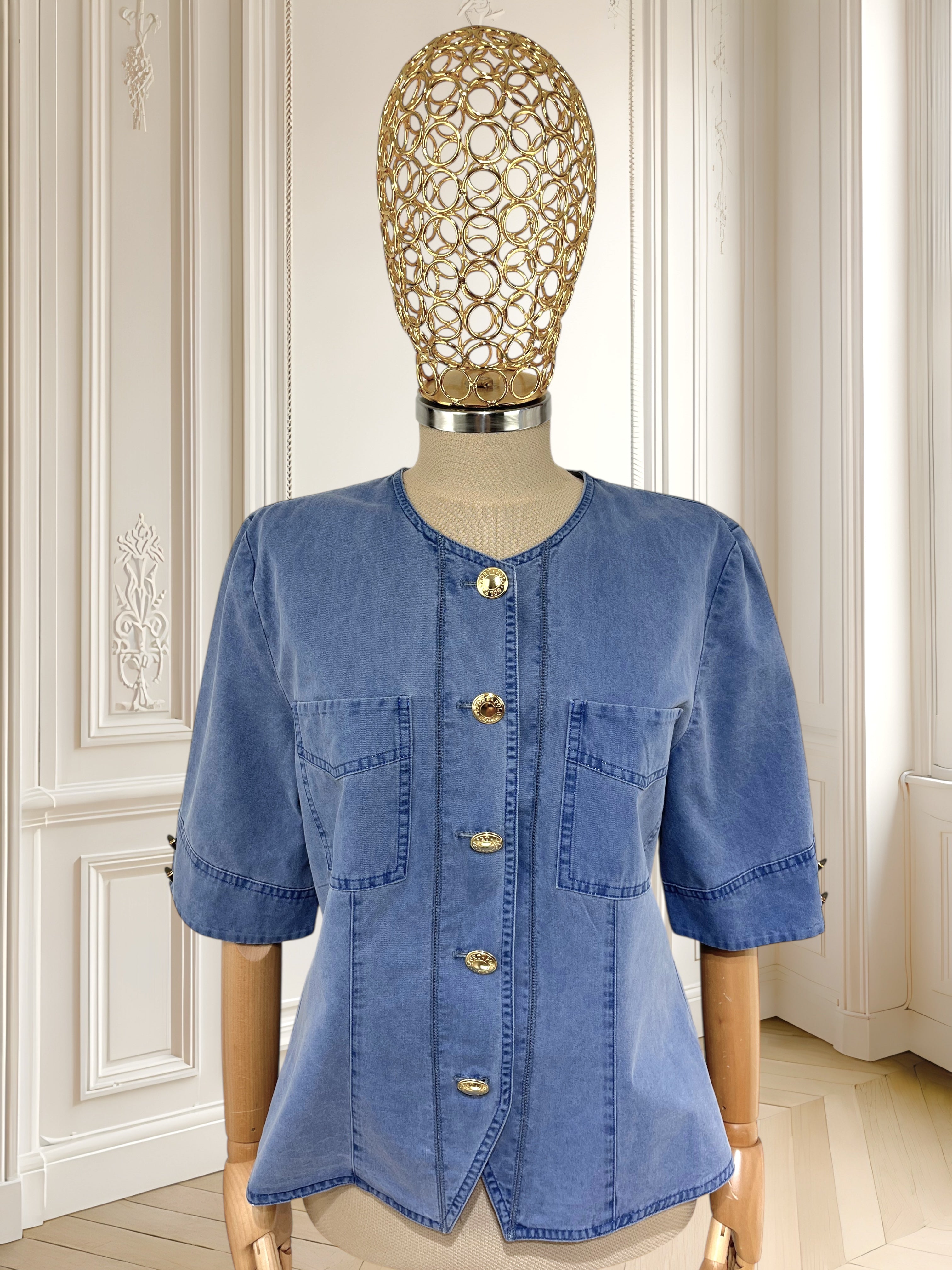 Cămașă vintage din denim potrivită pentru M/L