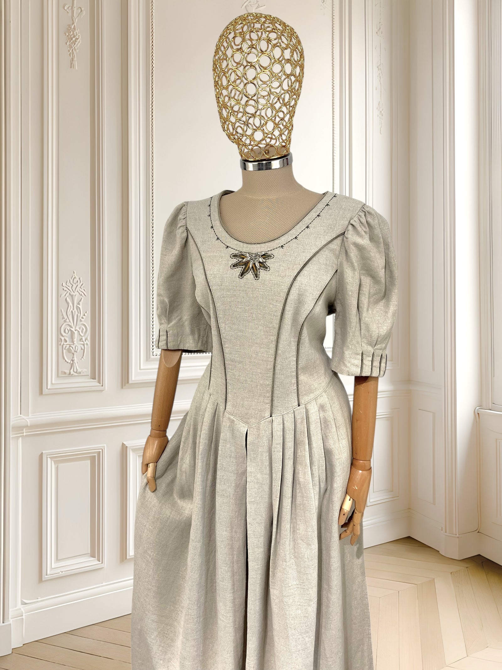 Rochie vintage din in mărimea L