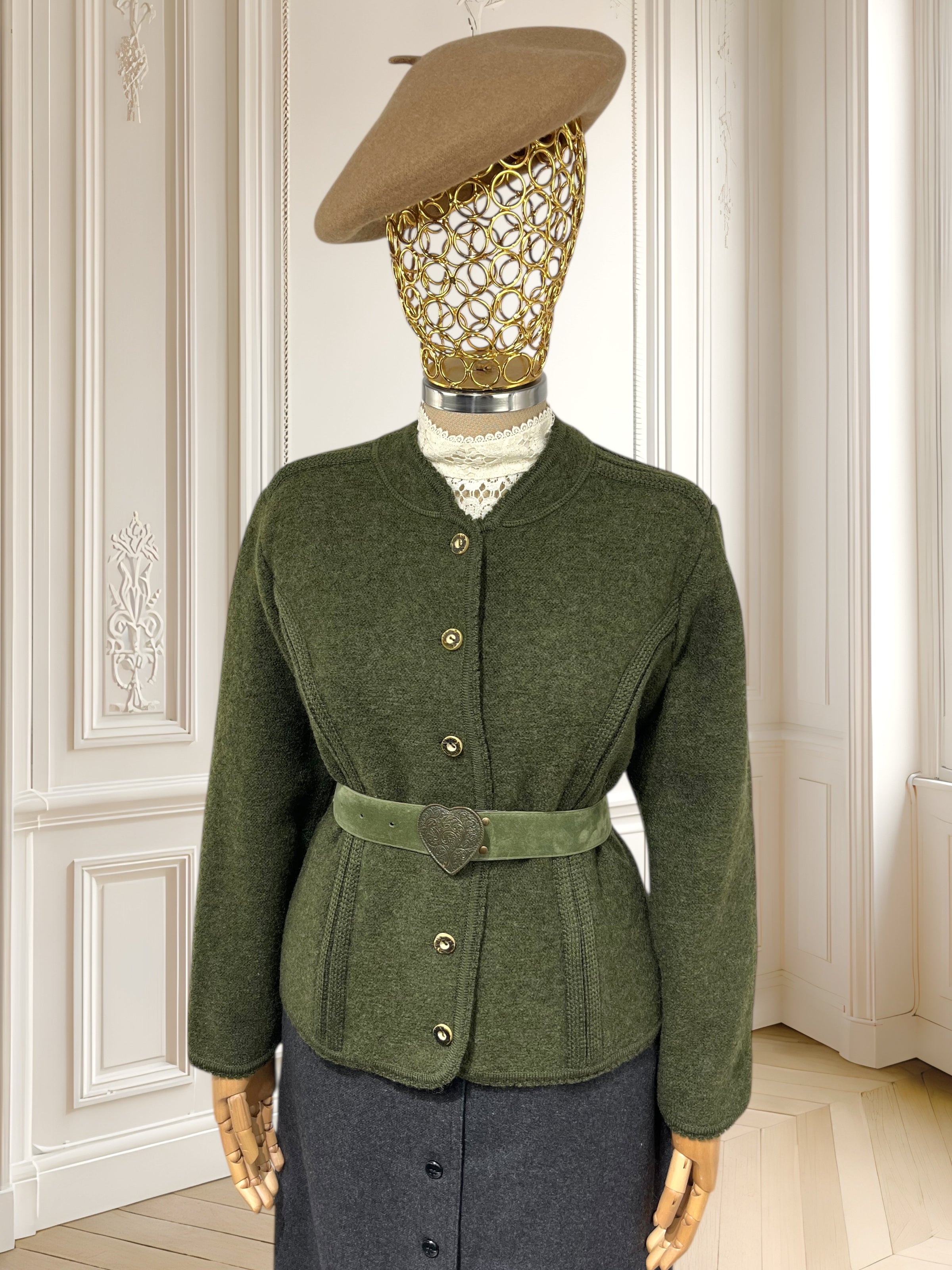 Cardigan vintage din lână pură potrivit pentru M/L