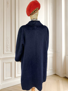 Palton bleumarin din lână cu fir lung mărimea L