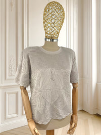 Tricou crem brodat mărimea M