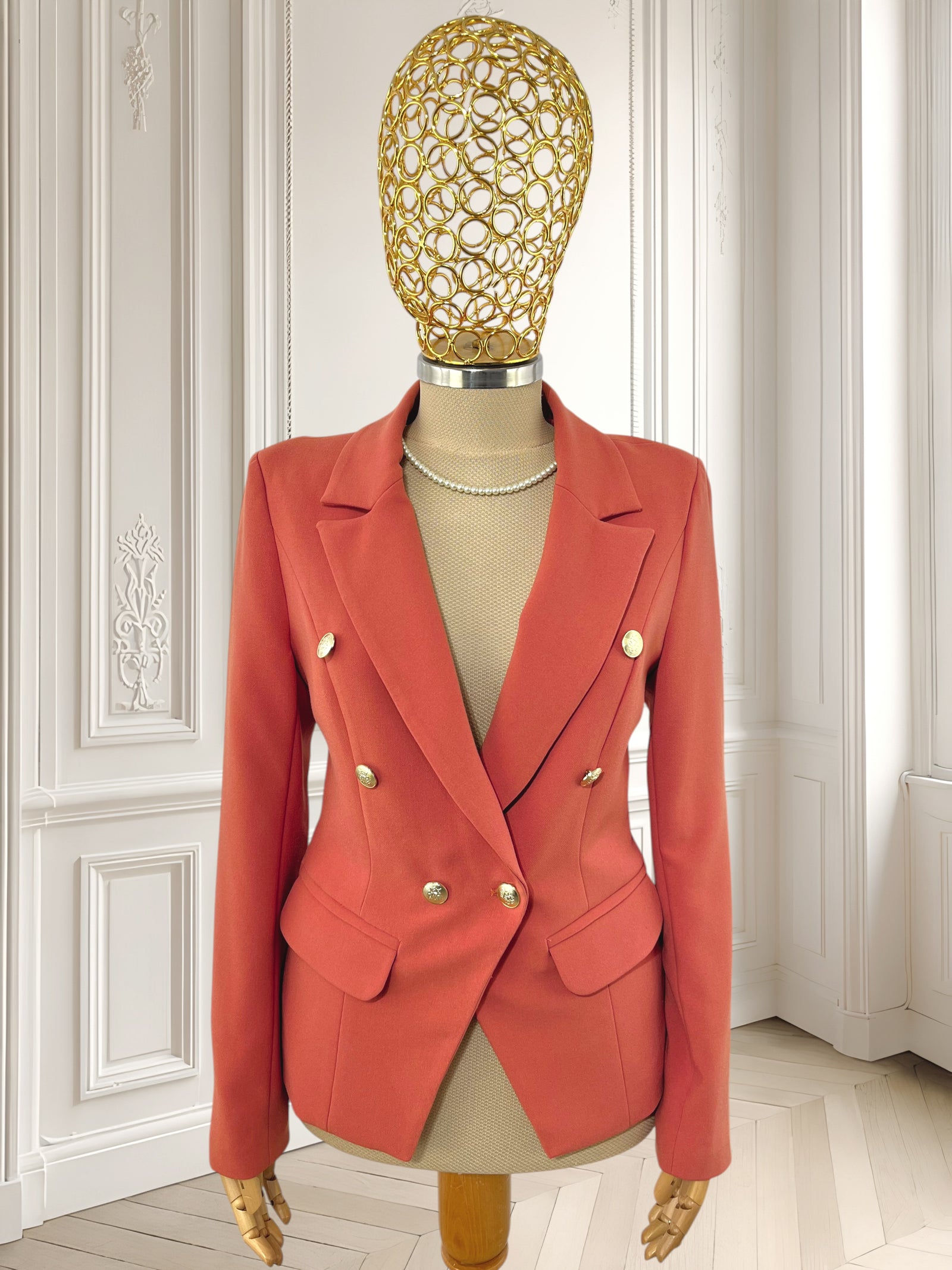 Sacou coral cambrat potrivit pentru XS/S