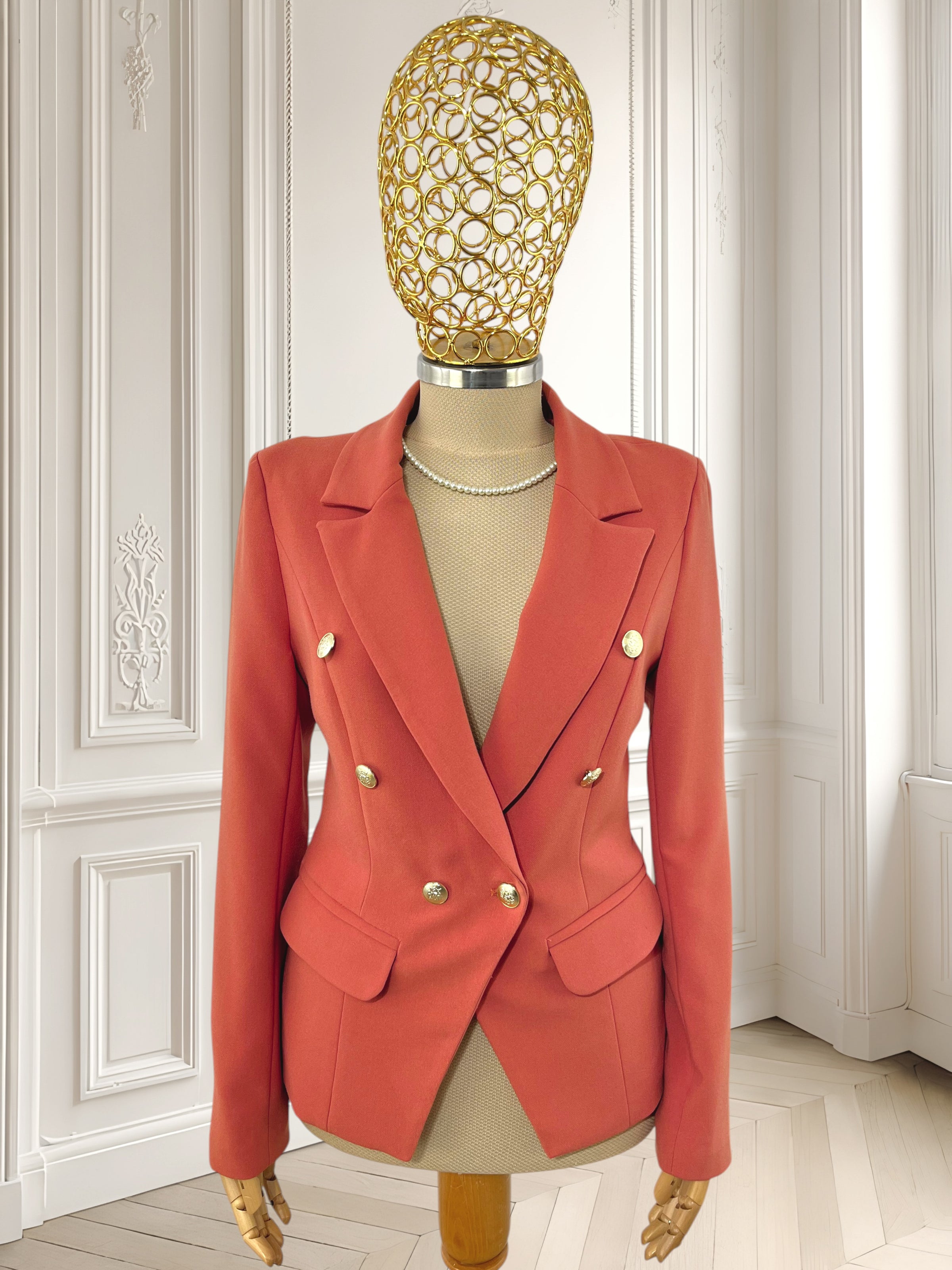 Sacou coral cambrat potrivit pentru XS/S