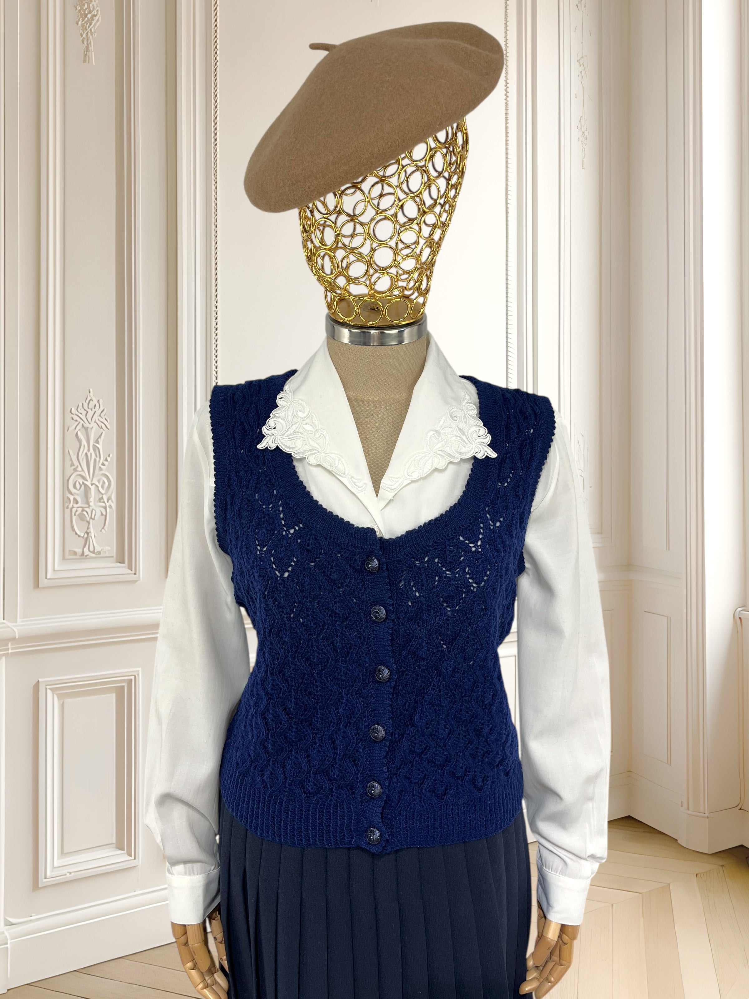 Vestă vintage tricotată din amestec de lână mărimea M