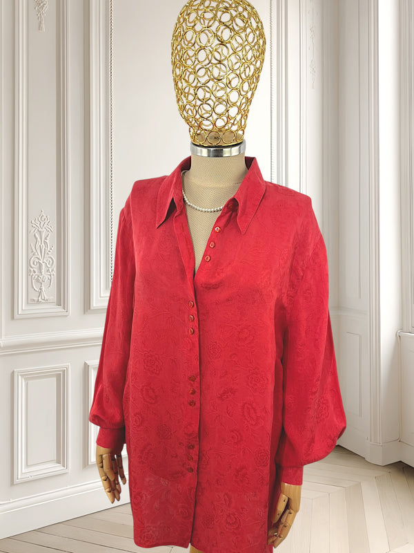 Cămașă vintage din cupro potrivită pentru XL/XXL