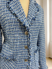 Sacou albastru din tweed potrivit pentru M/L