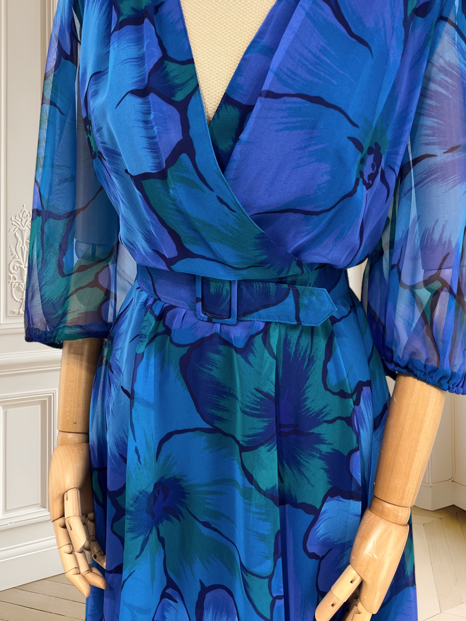 Rochie vintage cu print floral mărimea L