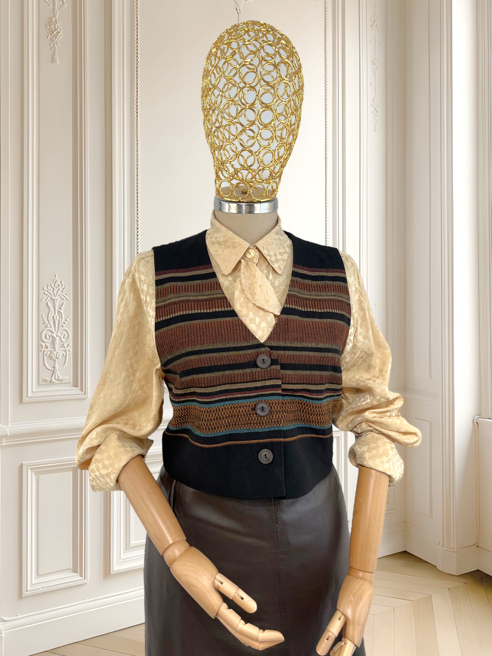 Vestă vintage din amestec de in mărimea M