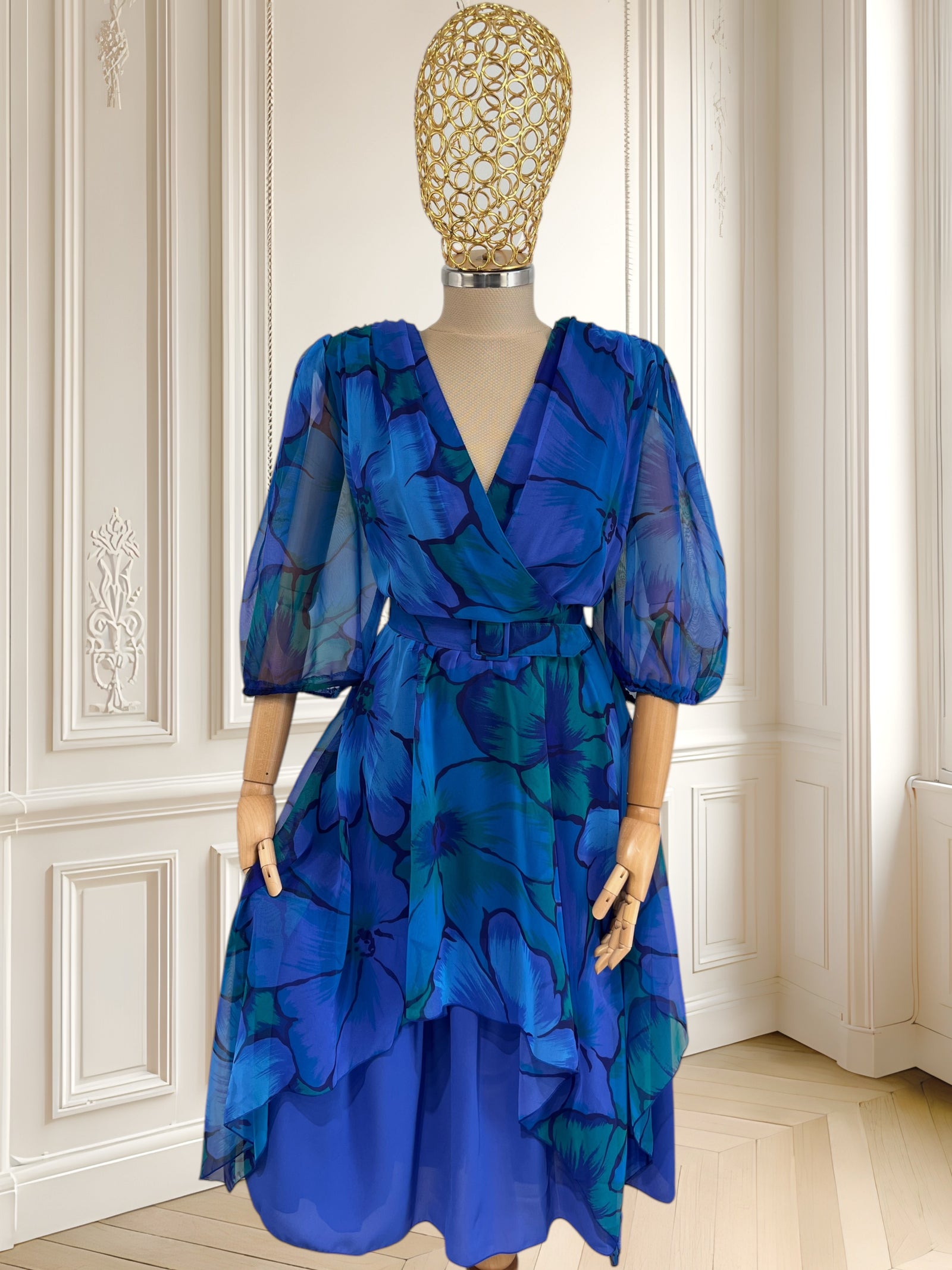 Rochie vintage cu print floral mărimea L