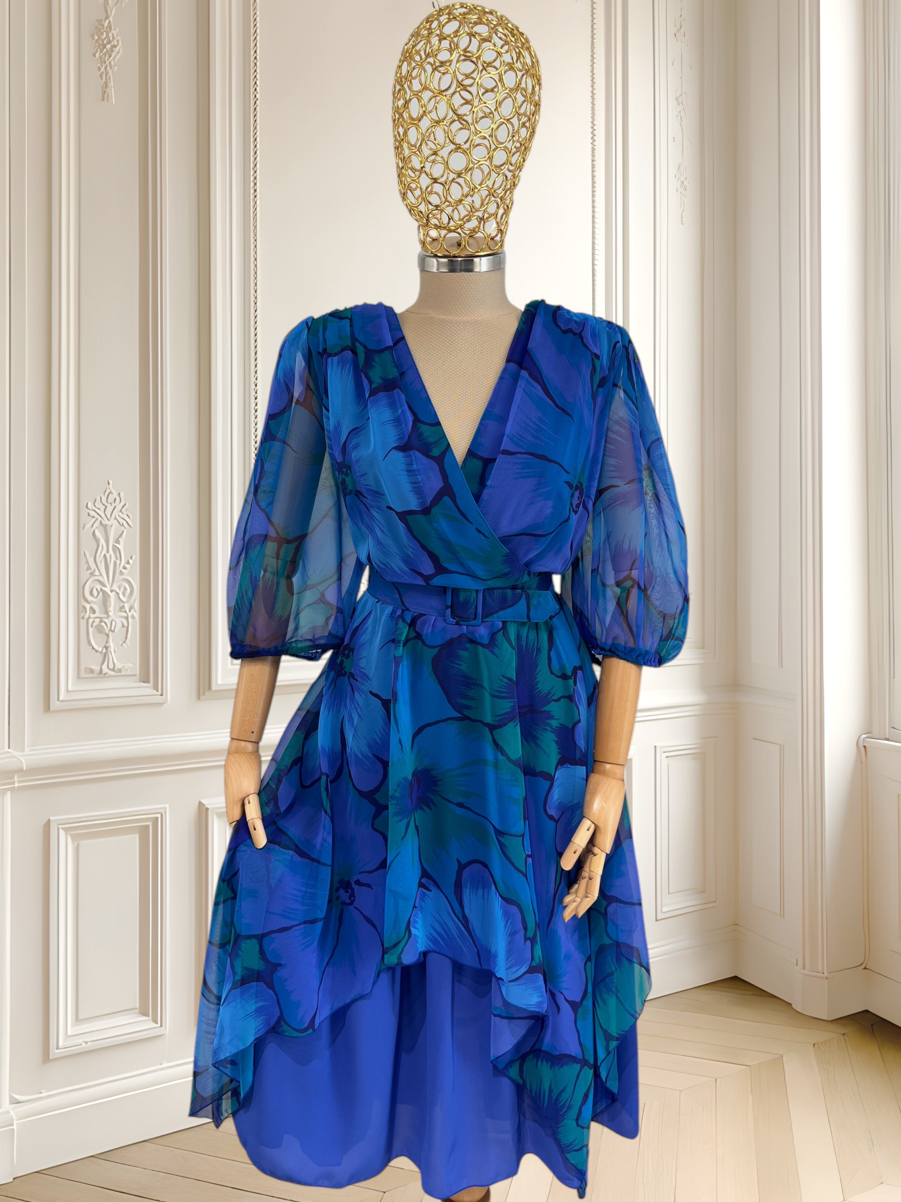 Rochie vintage cu print floral mărimea L