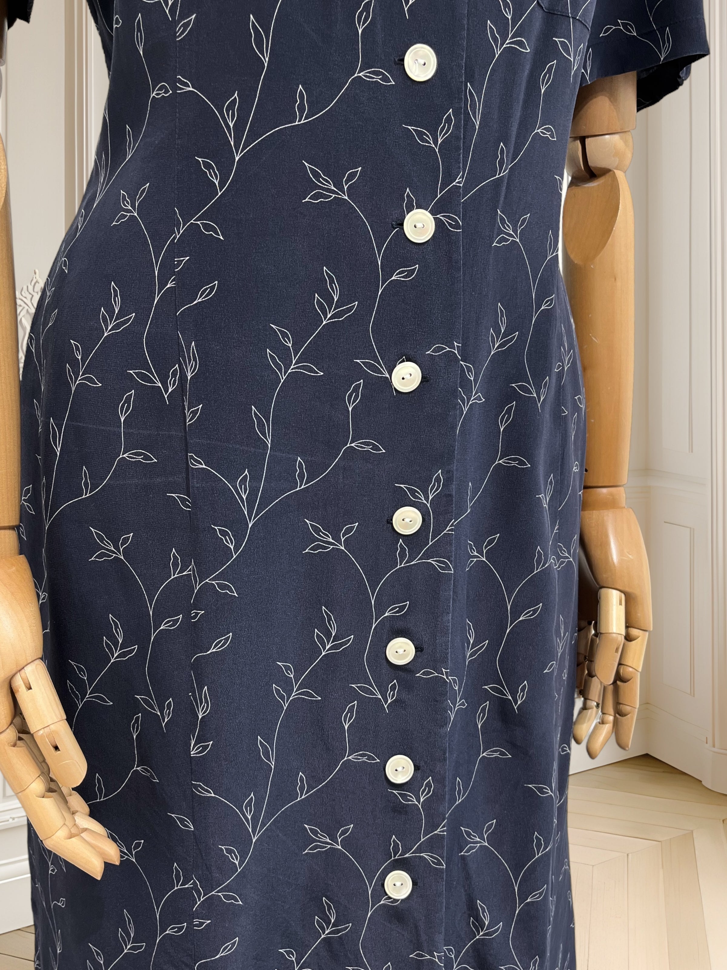 Rochie bleumarin din mătase naturală potrivită pentru M/L