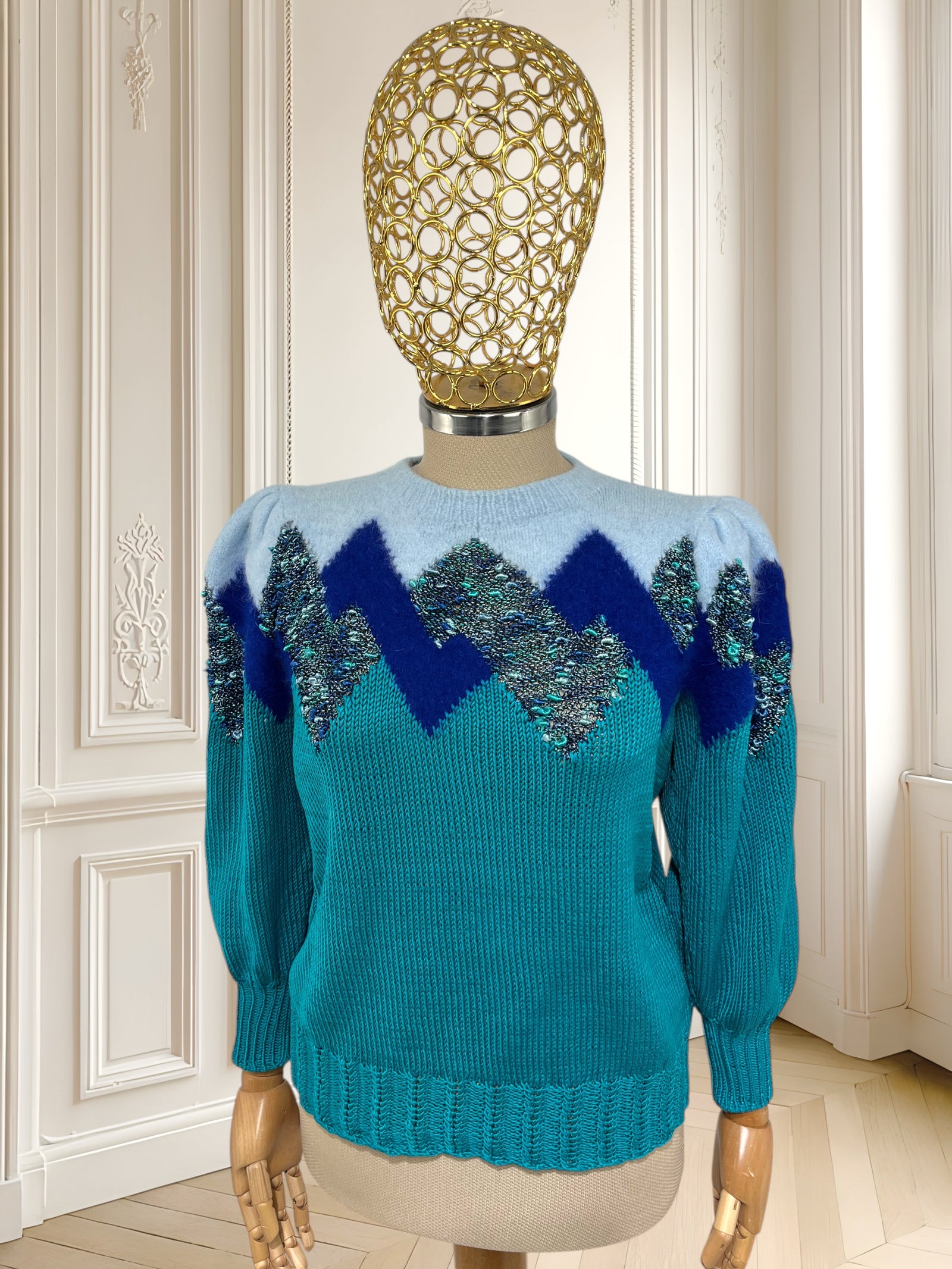 Bluză vintage cu inserție de mohair potrivită pentru S/M