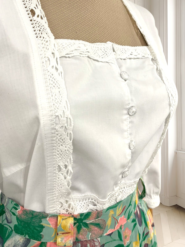Cămașă vintage albă cu broderie mărimea L