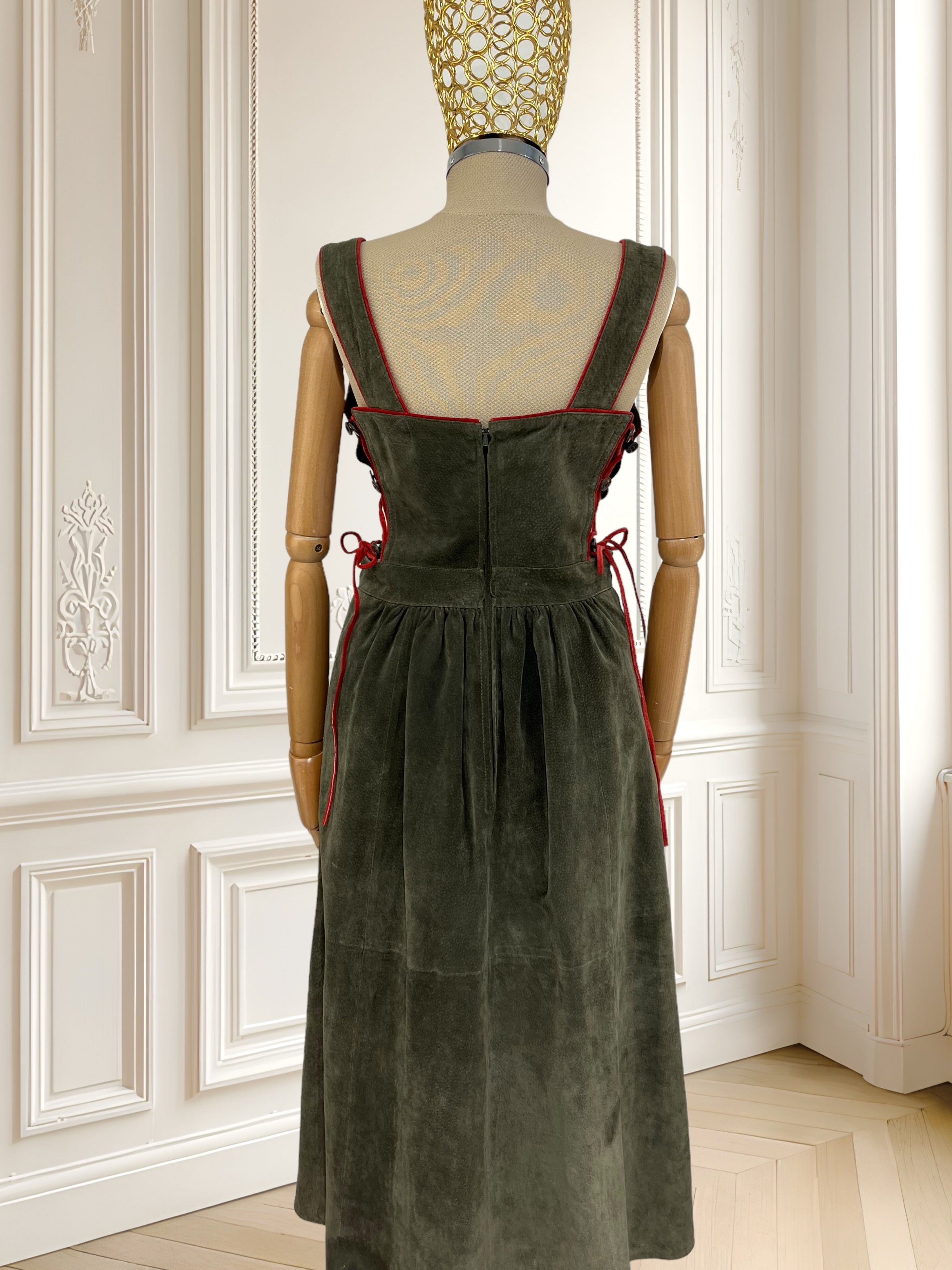 Rochie vintage din piele naturală mărimea M